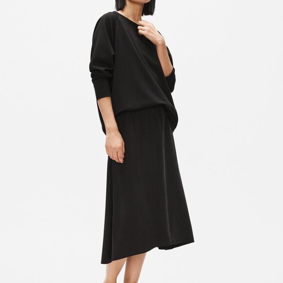Eileen Fisher Sweater Womens 2X Lyocell Soft Black Round Neck Oversized Made USA - Picture 1 of 11